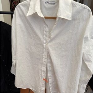 Zara White Casual Button-Down Shirt